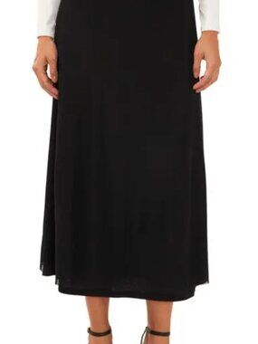 Halogen Black Pull-on mesh maxi skirt